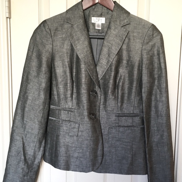 LOFT Silver Grey Shantung Jacket and matching Pants size 0 - Picture 1 of 9